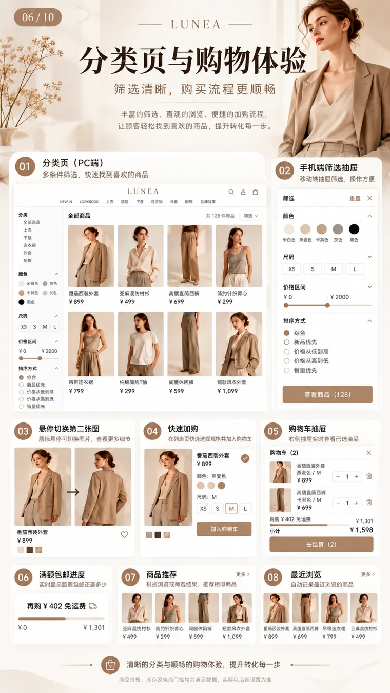 商品分类与购物体验素材